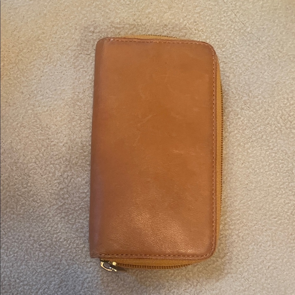 Tan Leather Zip Jewelry case
